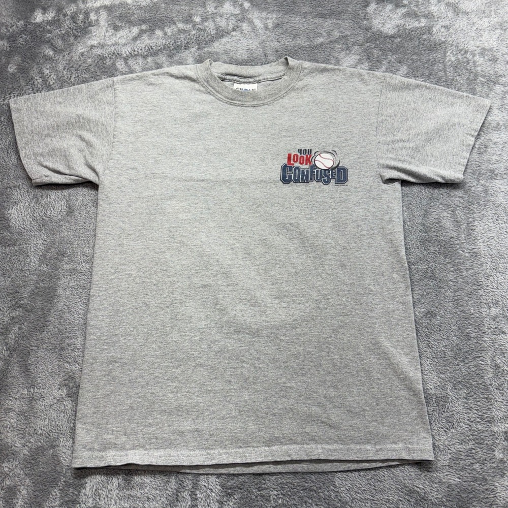 Gildan T-Shirt Mens M Gray Good Vintage 2001 Baseball Dinger Graphic Tee 819